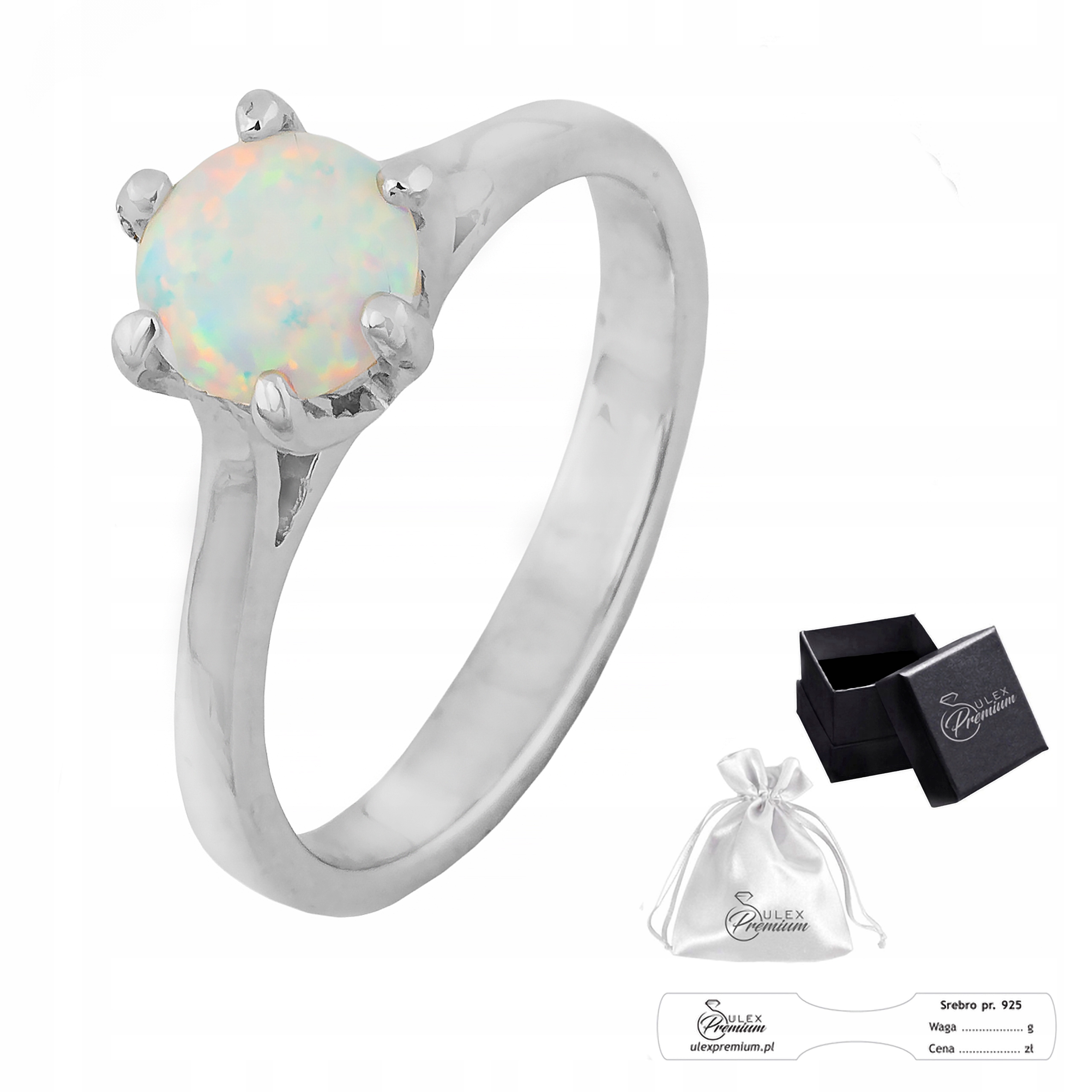 Opál Prstýnek ryzost 925 Elegantní s bílým opálem pro ni vel. 11