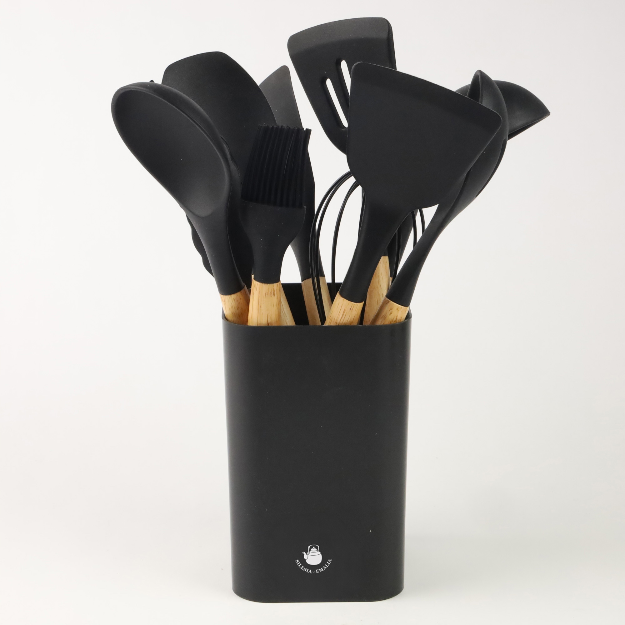 AKCESORIA DO KUCHNI PRZYBORY ZESTAW NARZĘDZIA KUCHENNE 12 ELEMENTÓW CZARNY