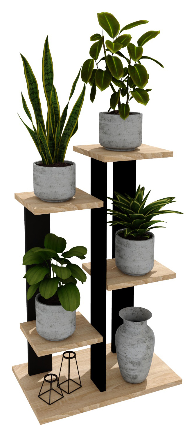 Květináč držák na květináč stojící květiny dům loft květináč dub Sonoma