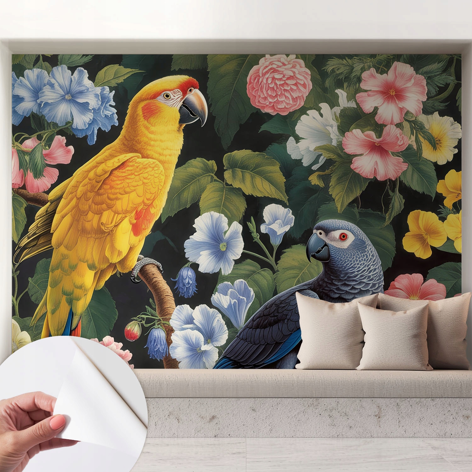 Samolepicí tapeta na zeď Mural Premium Exotické ptáky 208 x 146 cm