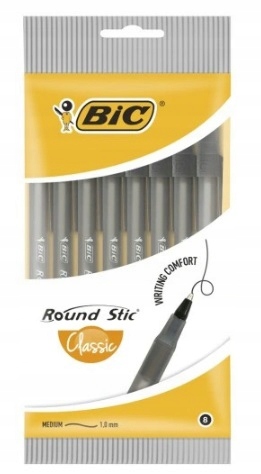 Długopis czarny BiC Round Stic Classic 8 sztuk