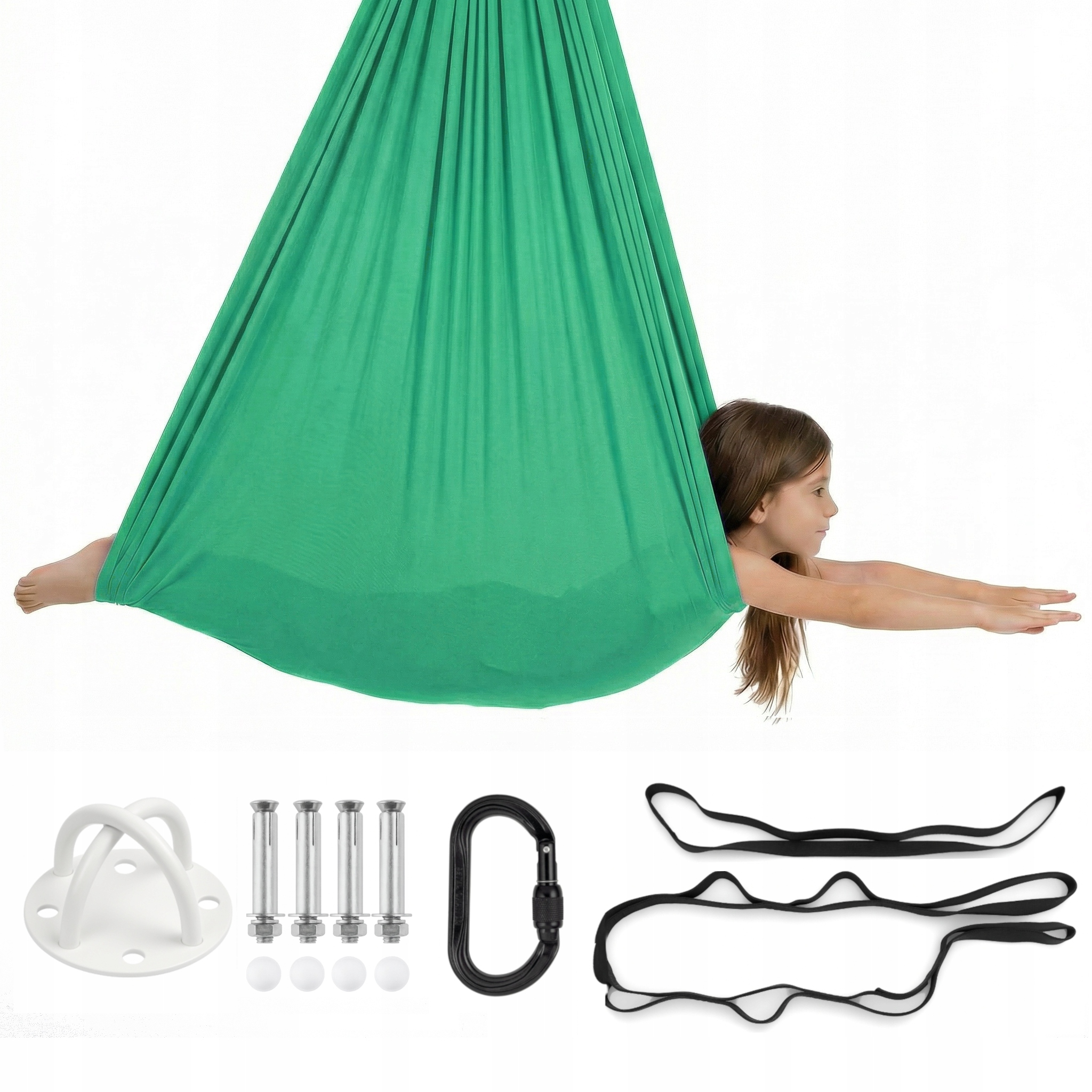 Huśtawka sensoryczna dla dzieci, hamak, szarfa| 3 m Jasnozielony