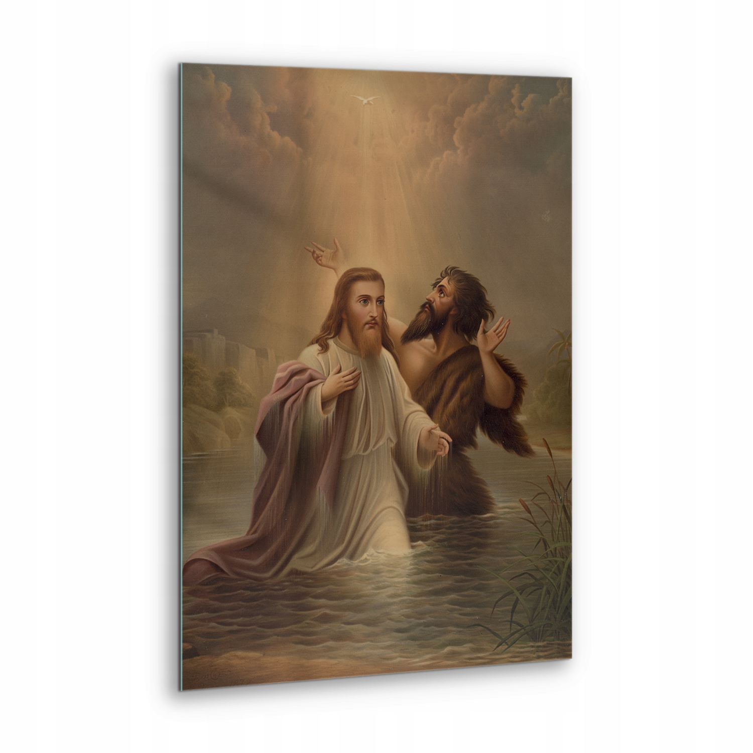 Obraz na skle dárek Jan Křtitel a Ježíš