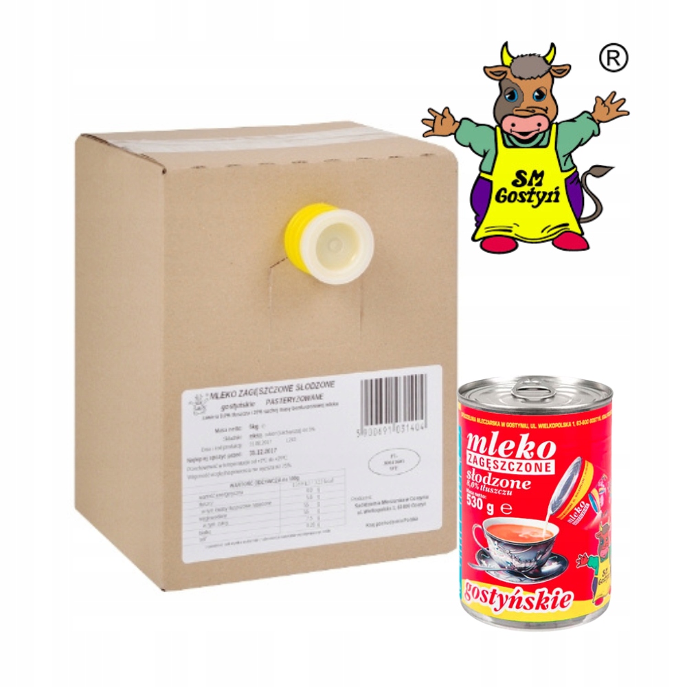 Levně Sm Gostyń Mléko zahuštěné slazené gostinské 5 kg pohodlný korek mléko