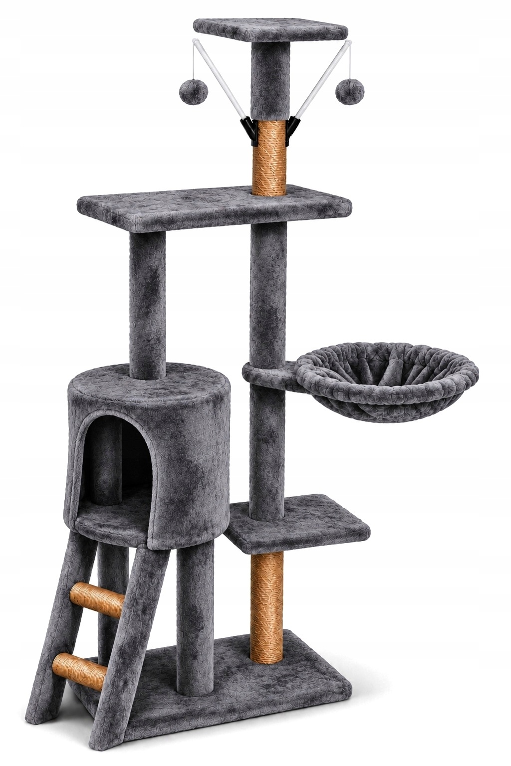 Škrabadlo Pro Kočky Žebřík Domeček Pelíšek Vysoká věž 132 cm 5 úrovní