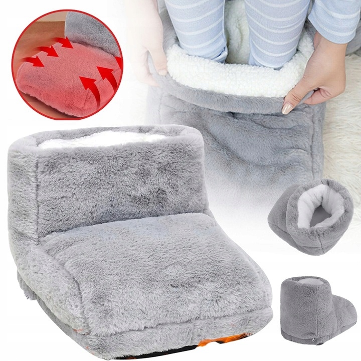 Elektryczny Ogrzewacz Do Stóp Ciepły But Grzejący Ocieplacz Miękki Szary
