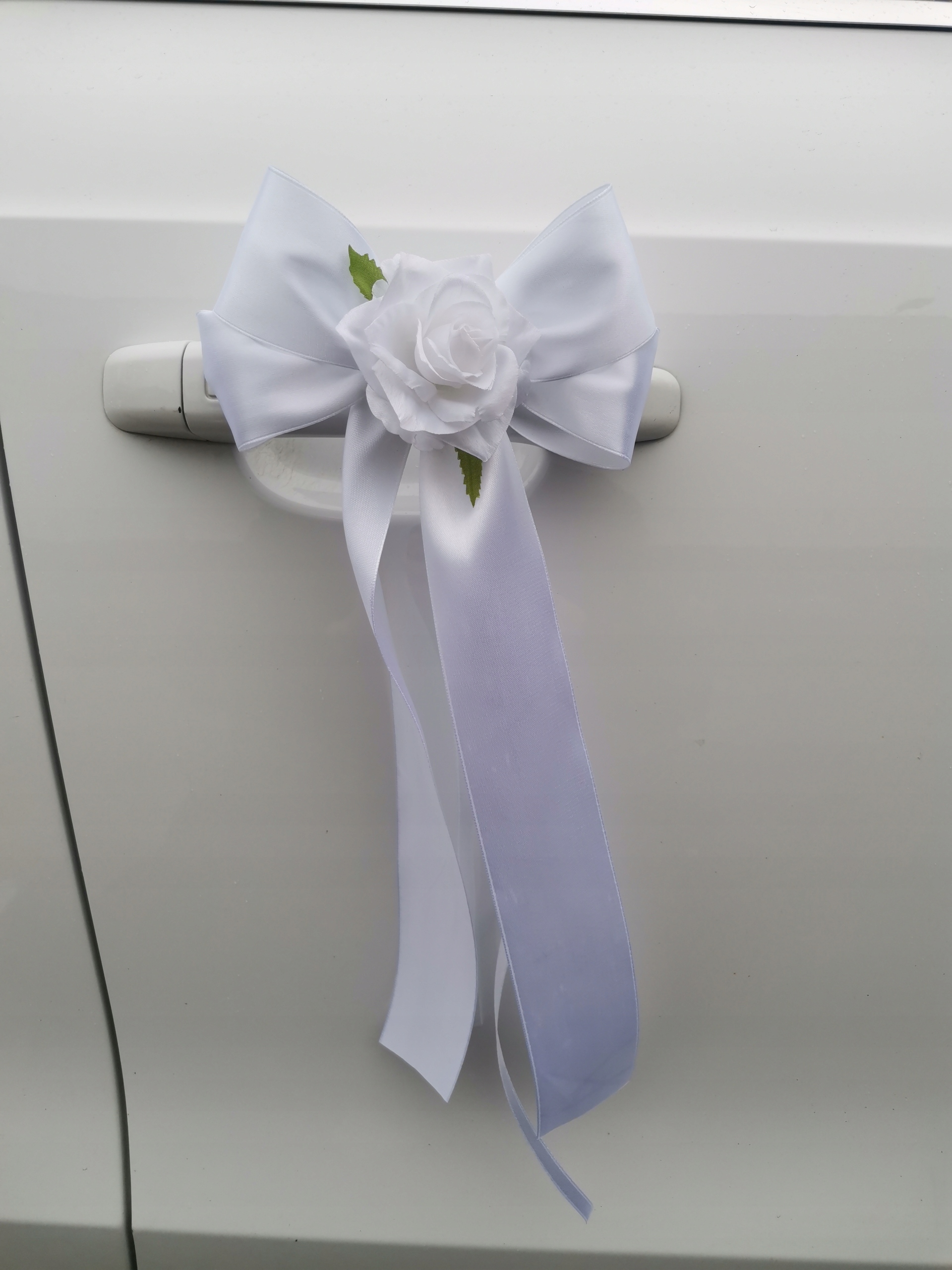 

4x Dekoracja Na Auto Do Ślubu Kokardy Ozdoby