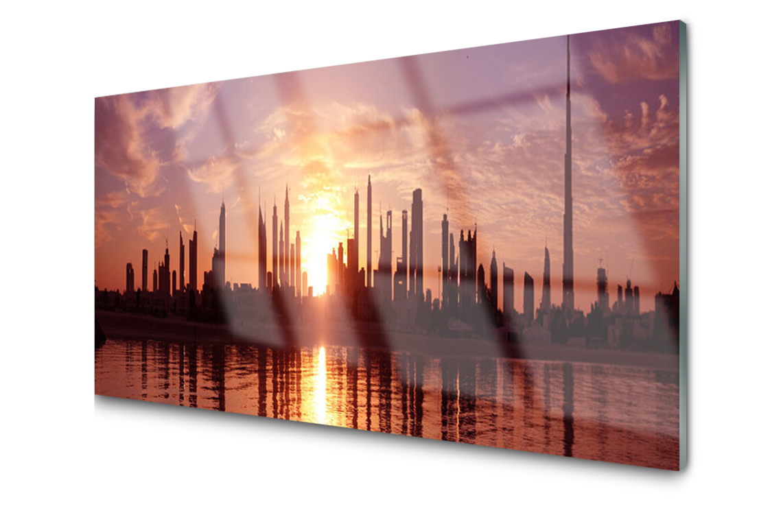 

Panel szklany dekor Miasto Domy 120x60 + Klej