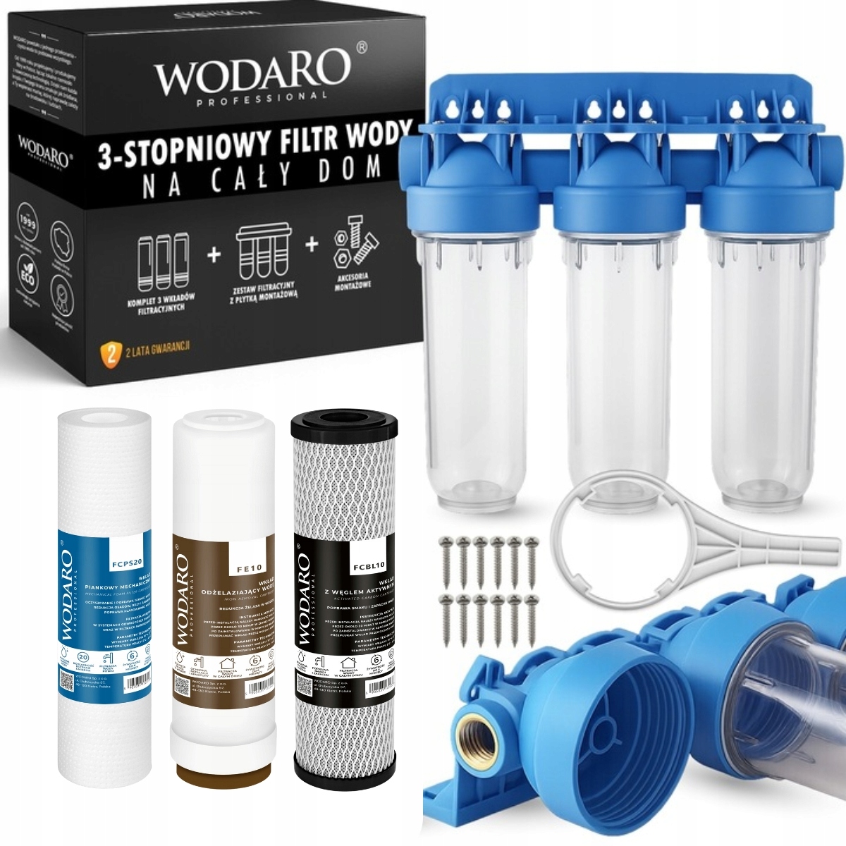 Filtr do Wody na Cały Dom Odżelaziacz 3-STOPNIOWY 3/4" Filtr Narurowy Pzh
