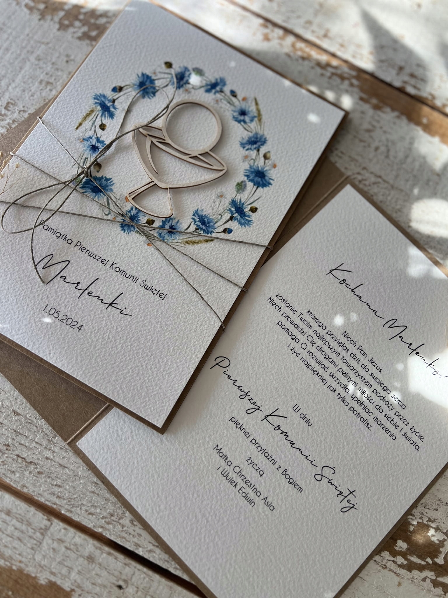 Přání k svatému přijímání – ručně vyráběná památka na svaté přijímání s přáním