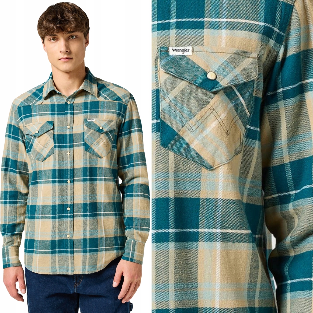 Wrangler Flannel Western Shirt Chinchilla bavlněná kostkovaná košile S