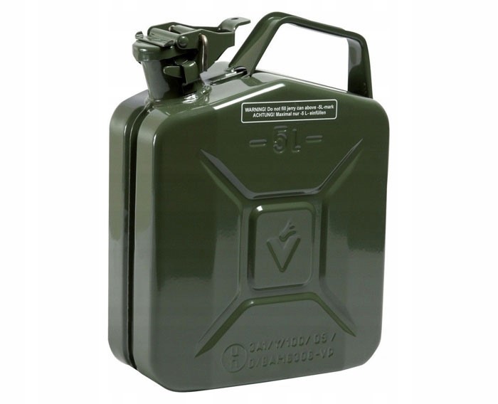 Kovový kanystr na palivo benzín 5 l ocelový