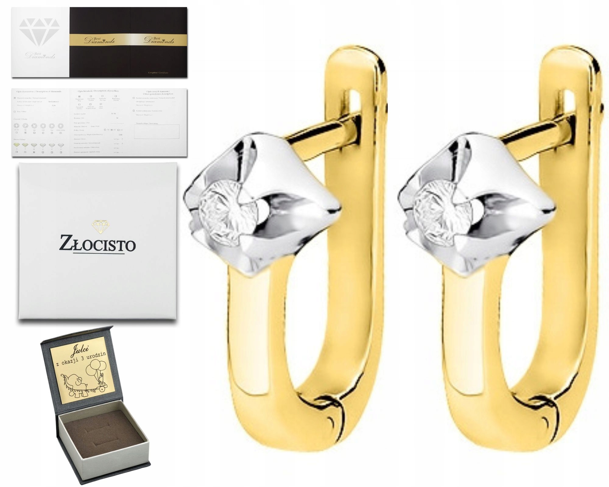 Zlaté Náušnice S Brilianty Pr. 585 Gravírování Bonus