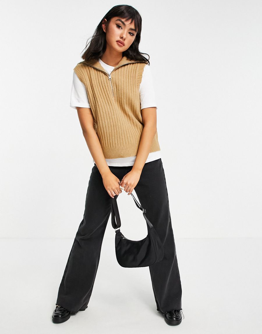 PIECES KAMIZELKA DAMSKA BRĄZOWA GOLF CASUAL M 1RBL Kaptur bez kaptura