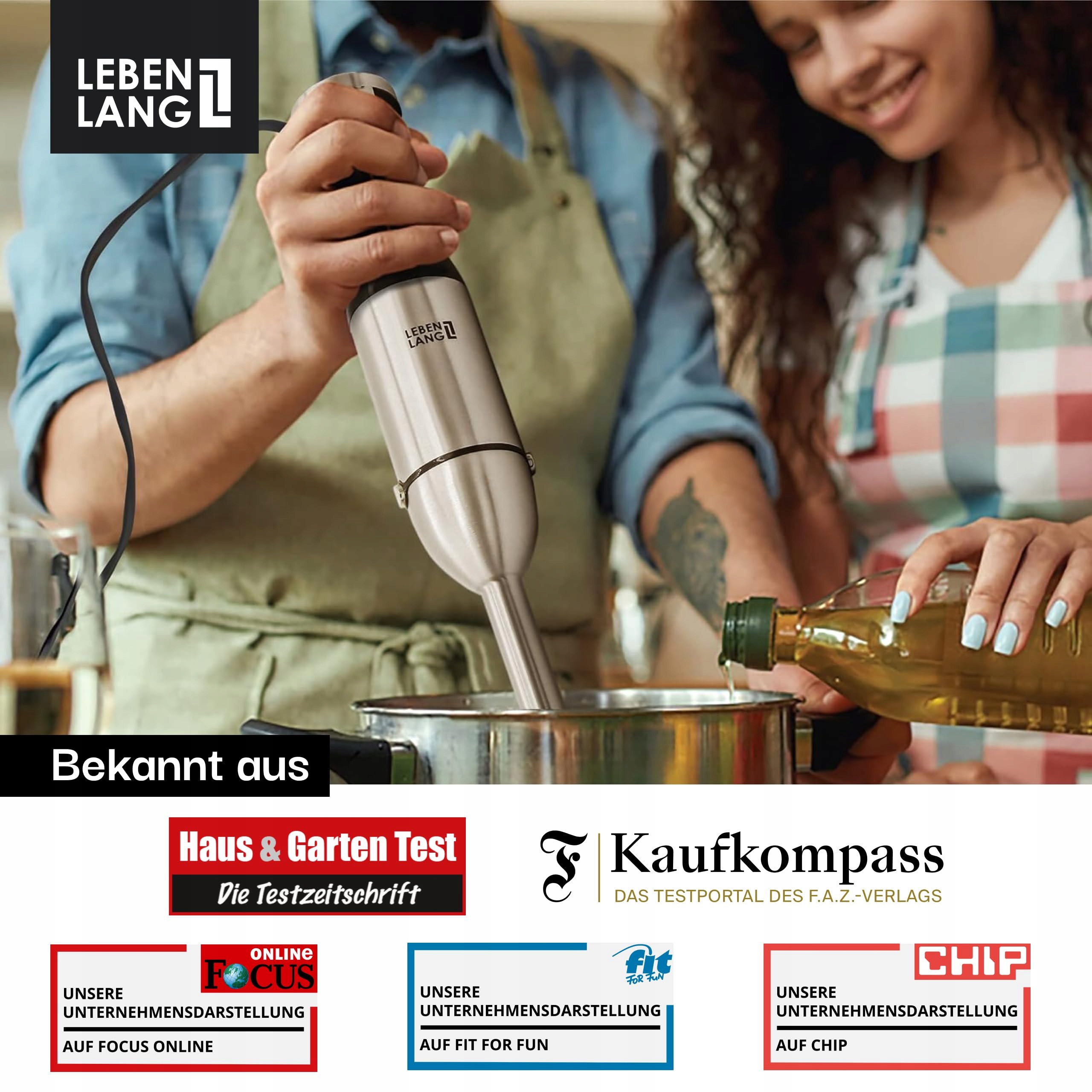 LEBENLANG Blender Ręczny 1000W Stal Nierdzewna 8 Prędkości Turbo — miniatura 7