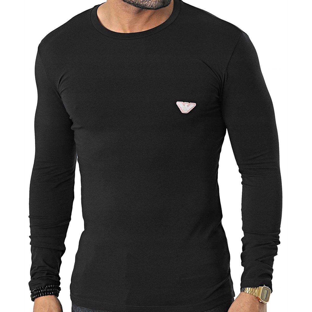 Emporio Armani pánske tričko longsleeve čierne 111023-3R512-0020 L