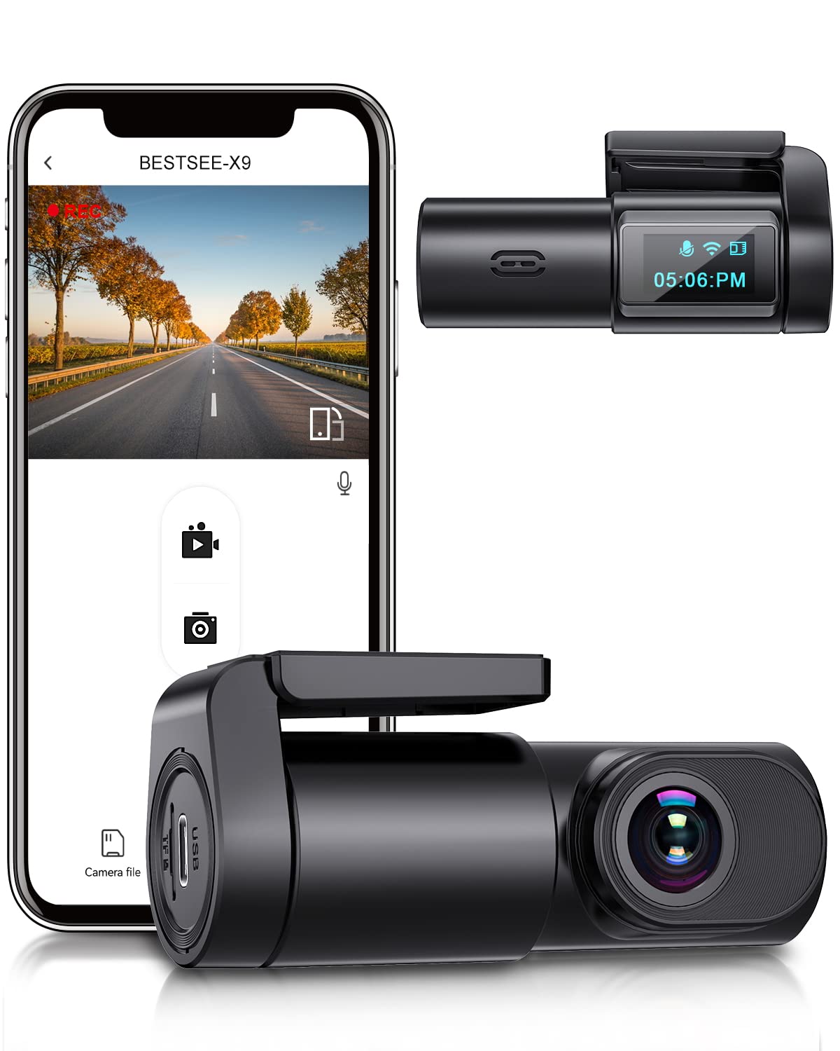 KAMERA SAMOCHODOWA BESTSEE DASH CAM 1080P, OBRACANA O 360°