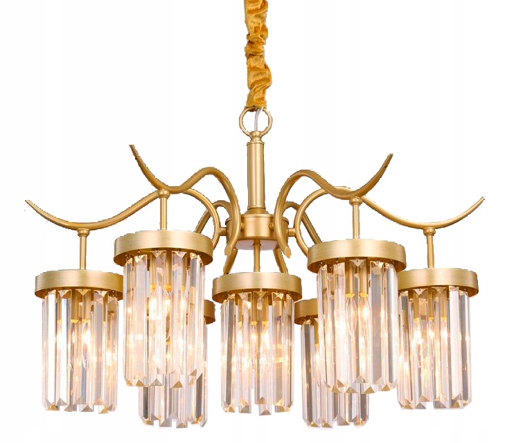 

Lampa Sufitowa Wisząca Metal Kryształ Złota 7xE27