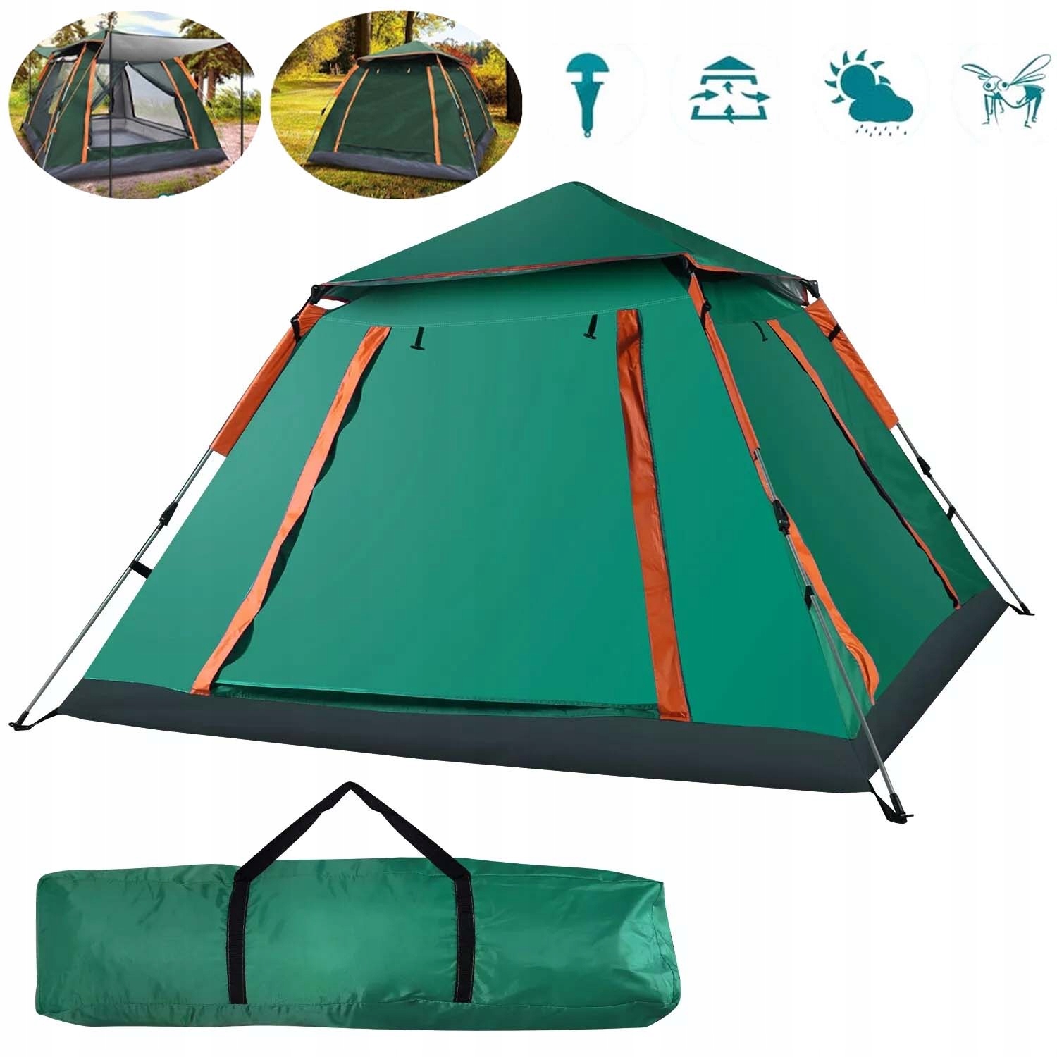 Namiot Kempingowy, Samorozkładający 3-4 Osoby Wodoszczelny 205*205*145CM