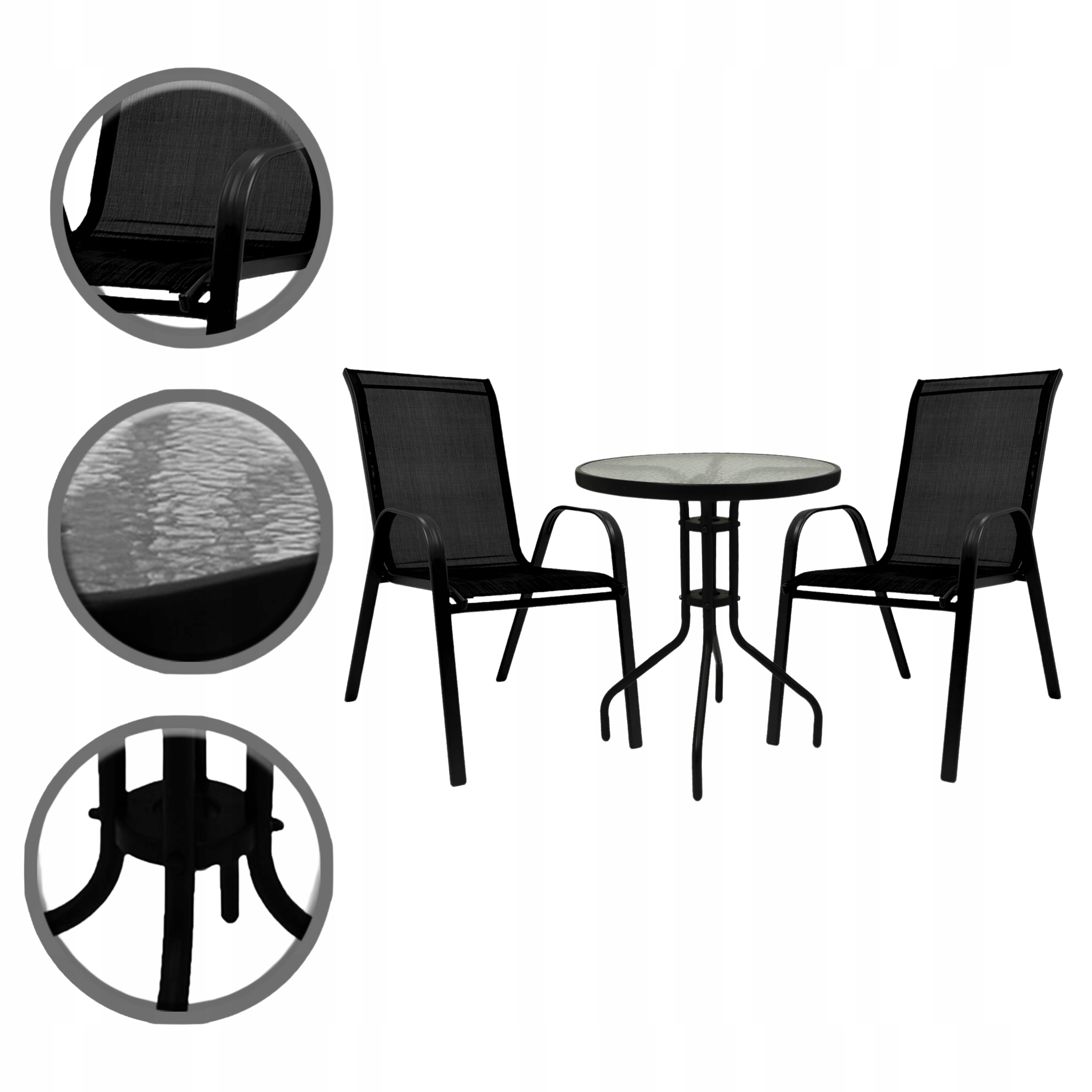 Sada Záhradného Nábytku Balkon Terasa Stôl FI60 2x Stoličky Abiko 60 MI