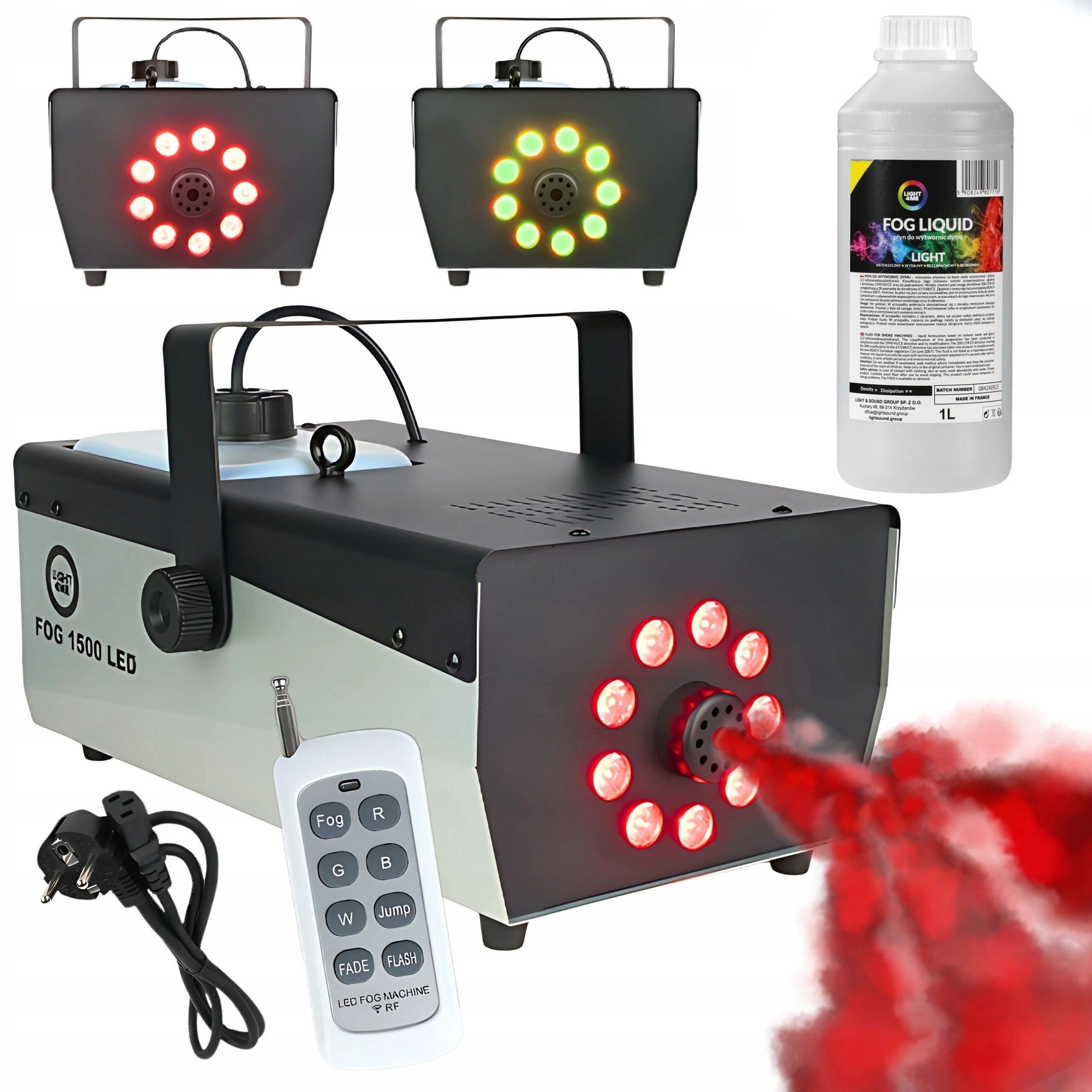 Výrobník Kouře, Kouřový Stroj 1500 W, 8 Led Diod Rgb Dálkové Ovládání Kapalina