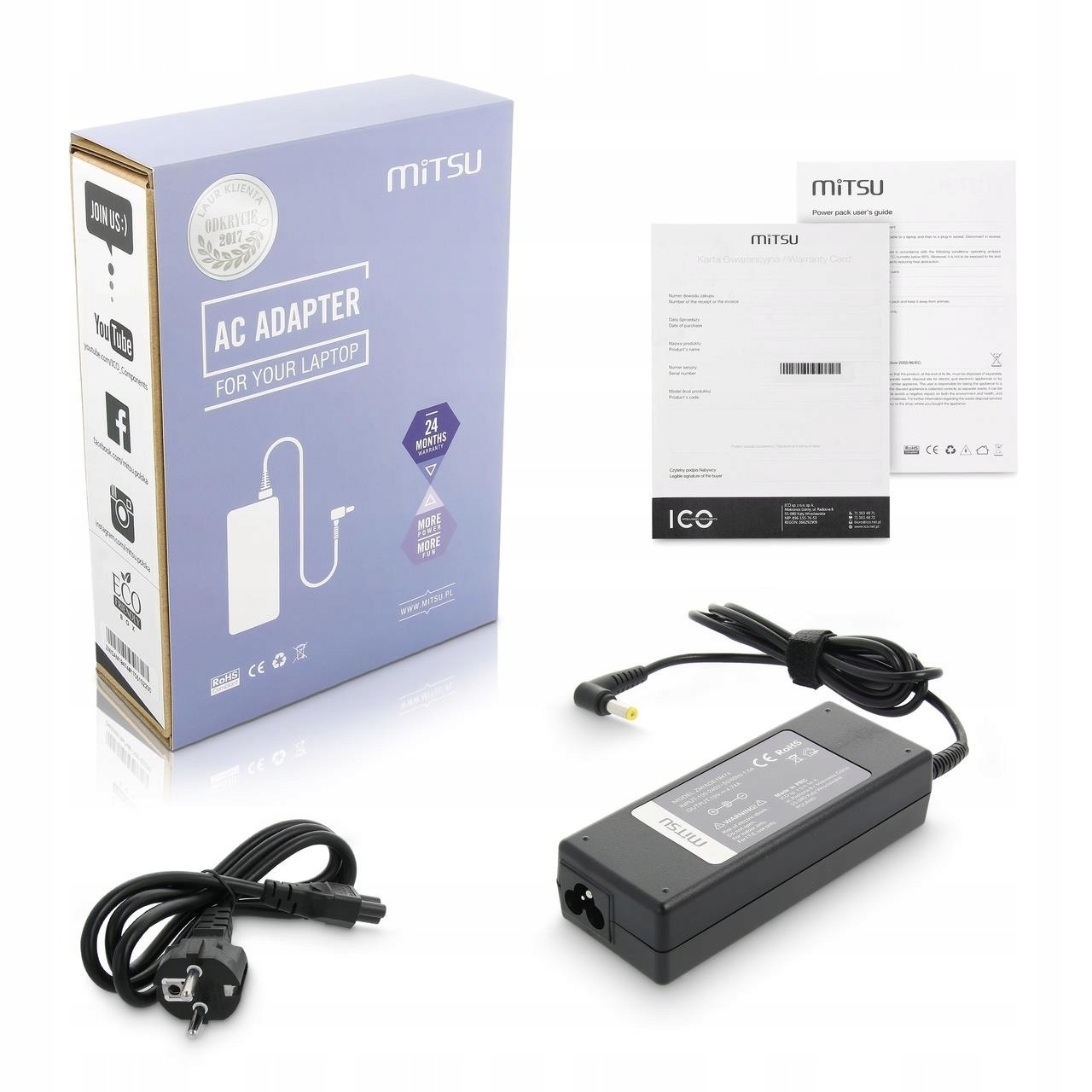 Mitsu Zasilacz Sieciowy Laptop 19V 4 74A 90W Adapter Do Acer Aspire