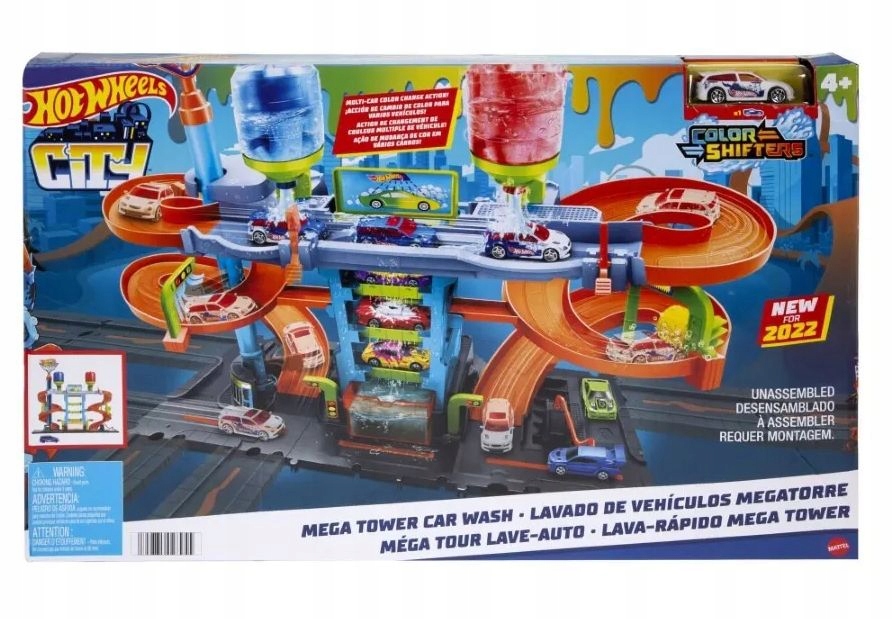 HOT WHEELS ZESTAW ZAKRĘCONA MEGA MYJNIA Colour Shifters Materiał plastik