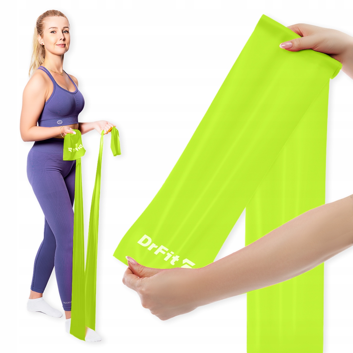 Taśma rehabilitacyjna guma lateksowa oporowa zielona 2,2 kg