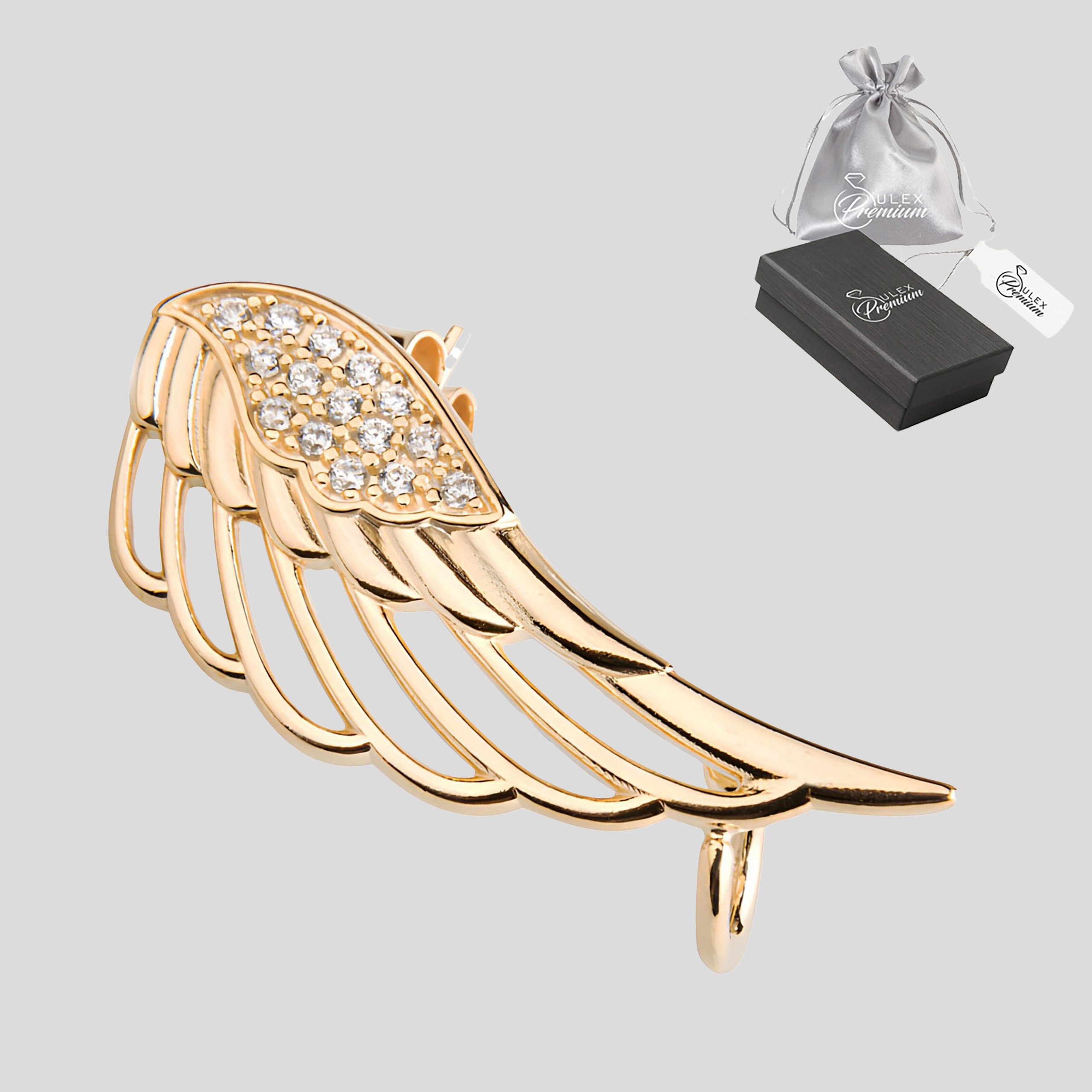 Náušnice stříbro ryzost 925 Zlatá náušnice Křídlo Anděla Levé ucho