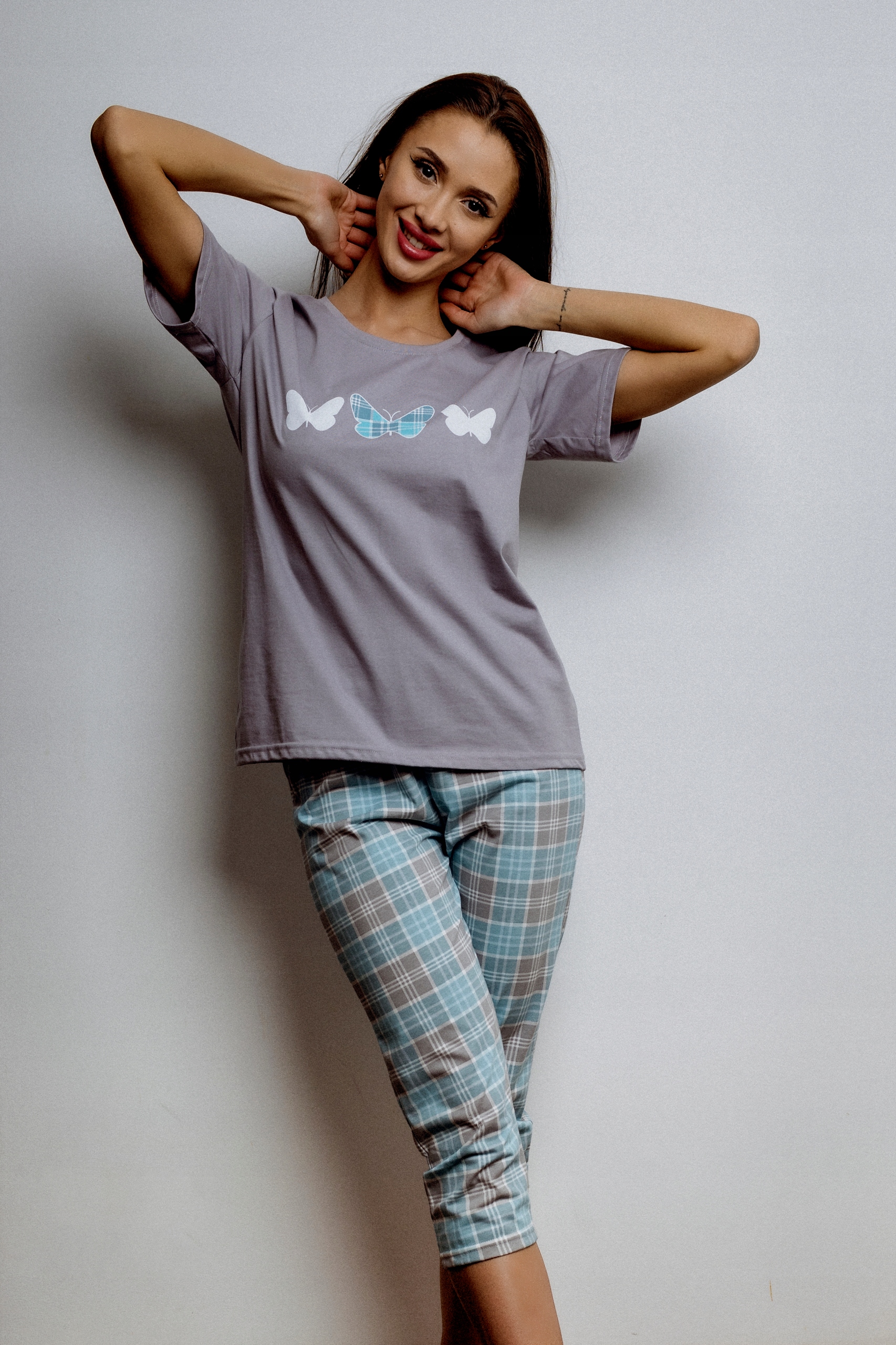 BAWEŁNIANA PIŻAMA DAMSKA KUBA KRATKA MOTYLKI 3XL Marka Kuba