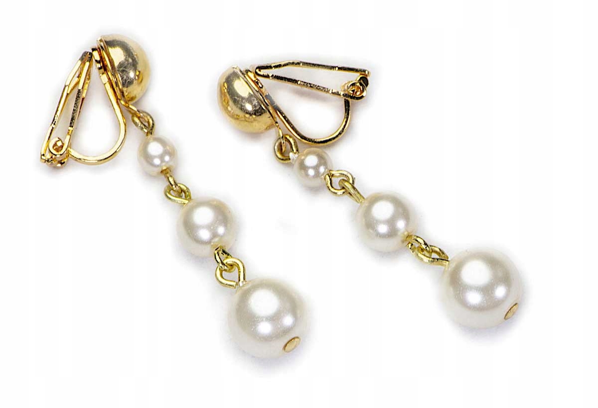 

Klipsy Złote Kiara Ecru Perły Szklane Wiszące