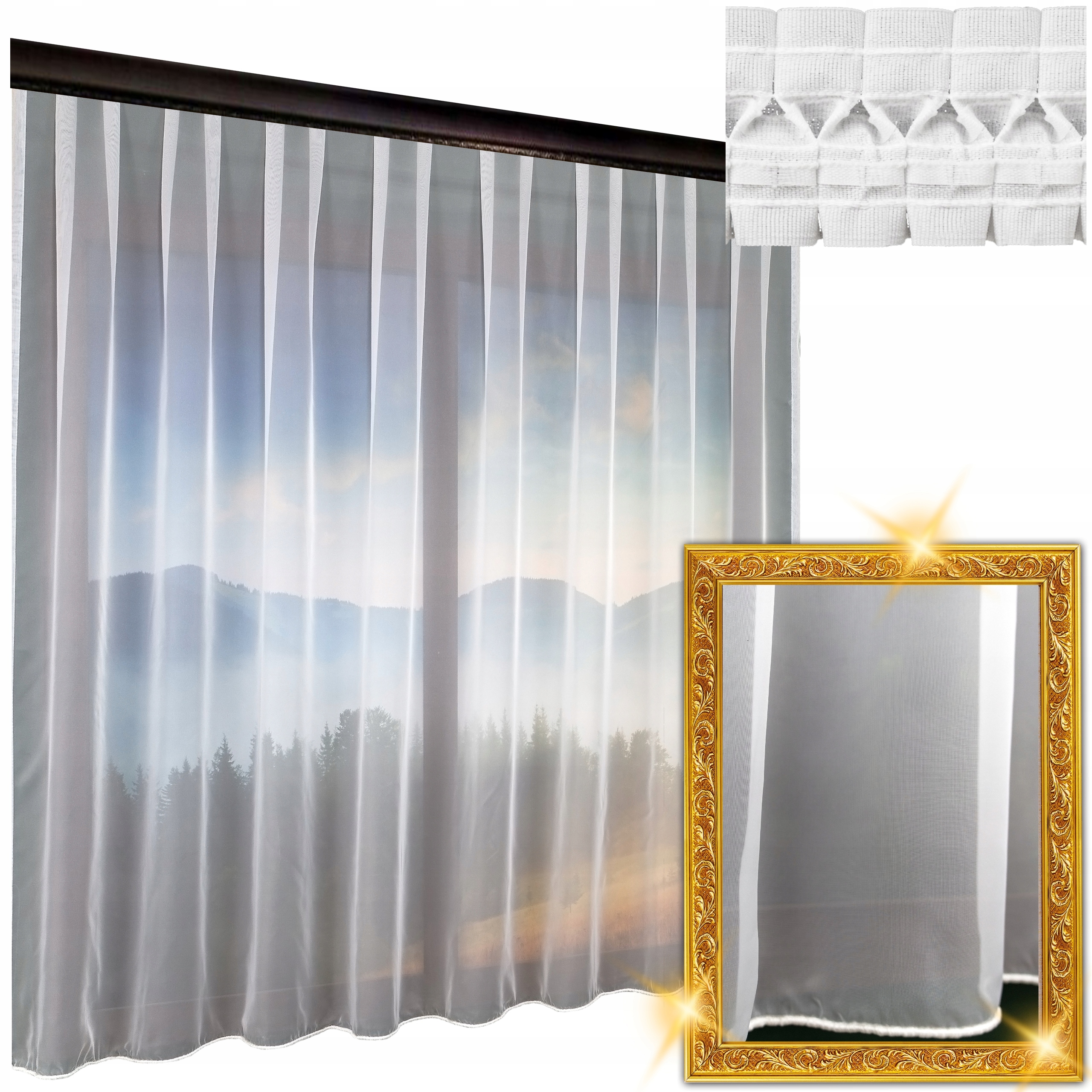 Hotová Záclona Bílá Voál Na Pásku S Olovnicí Do Obývacího Pokoje Nav-hess 800x150