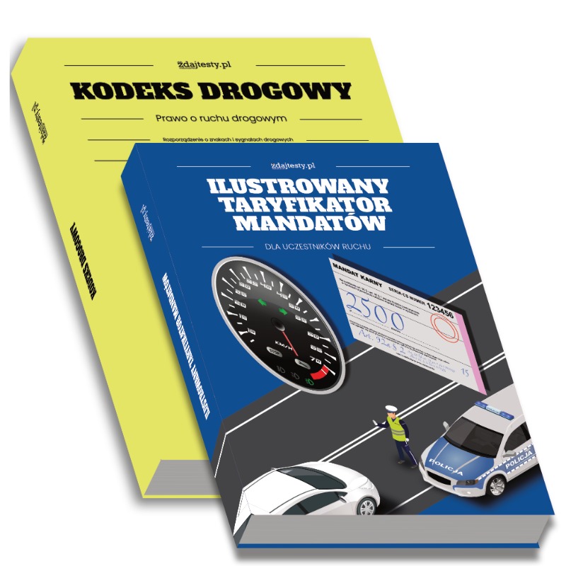 

Zestaw taryfikator mandatów i kodeks drogowy 2023!