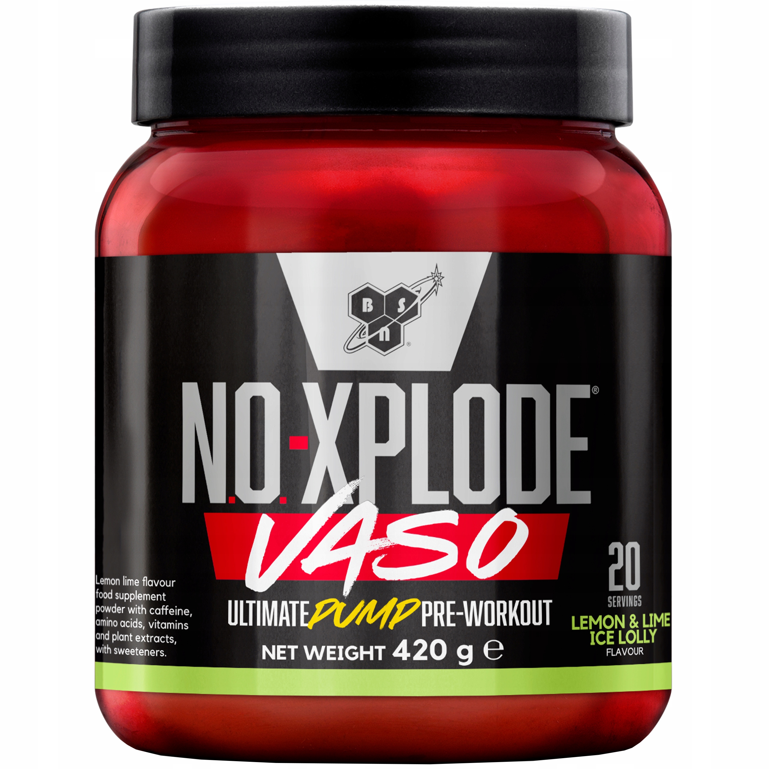 Předtréninkový stimulant Bsn N.O.-Xplode Vaso 420g Citrulin Citron 20 Dávky