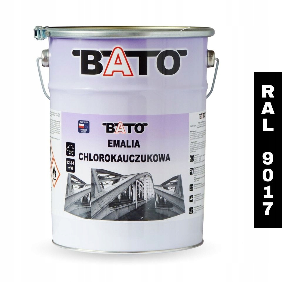 Chlorokaučukový smalt Barva na kov Bato Ral 9017 Černá 5L