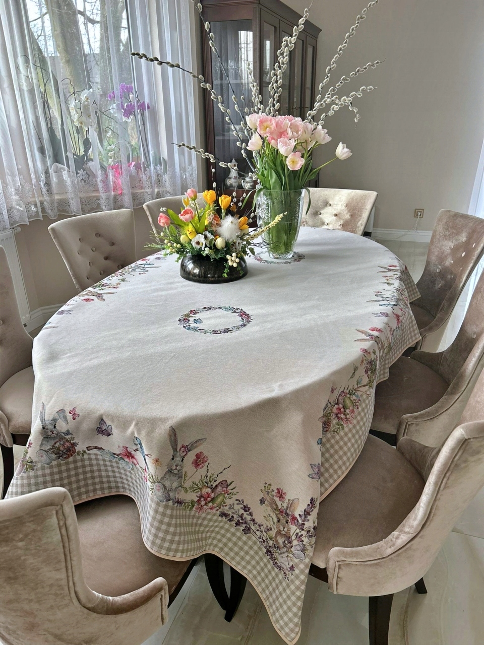 Velikonoční ubrus 140x240 cm 1248LI Zajíčci