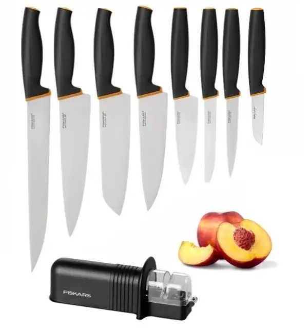 FISKARS CONTROL+ KPL 8 NOŻY + OSTRZAŁKA CERAMICZNA ROLL-SHARP JAPOŃSKA ...