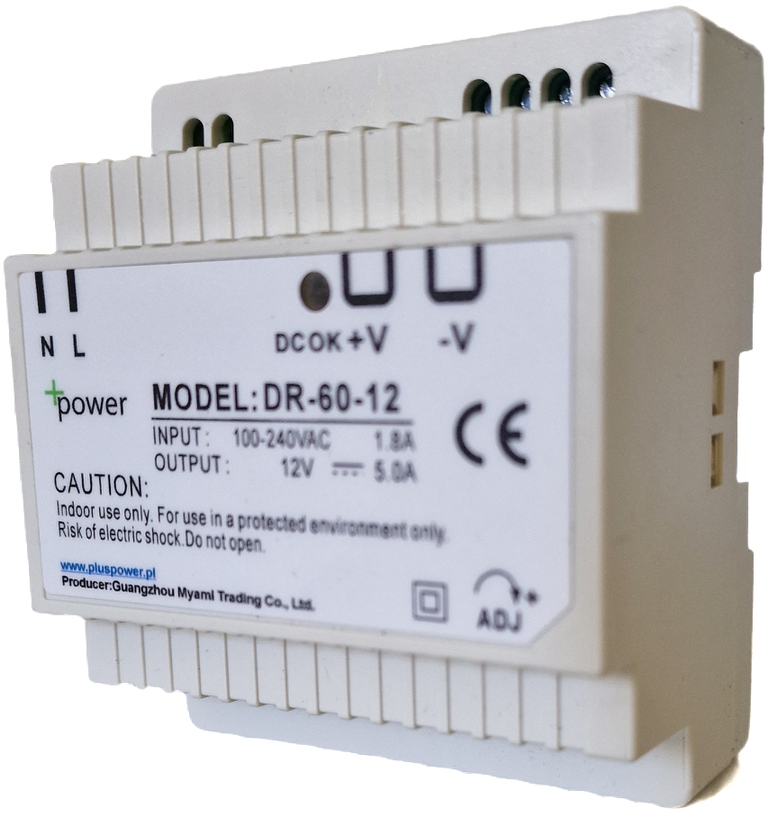 

Zasilacz impulsowy DR-60-12 12V 5A na szynę Din