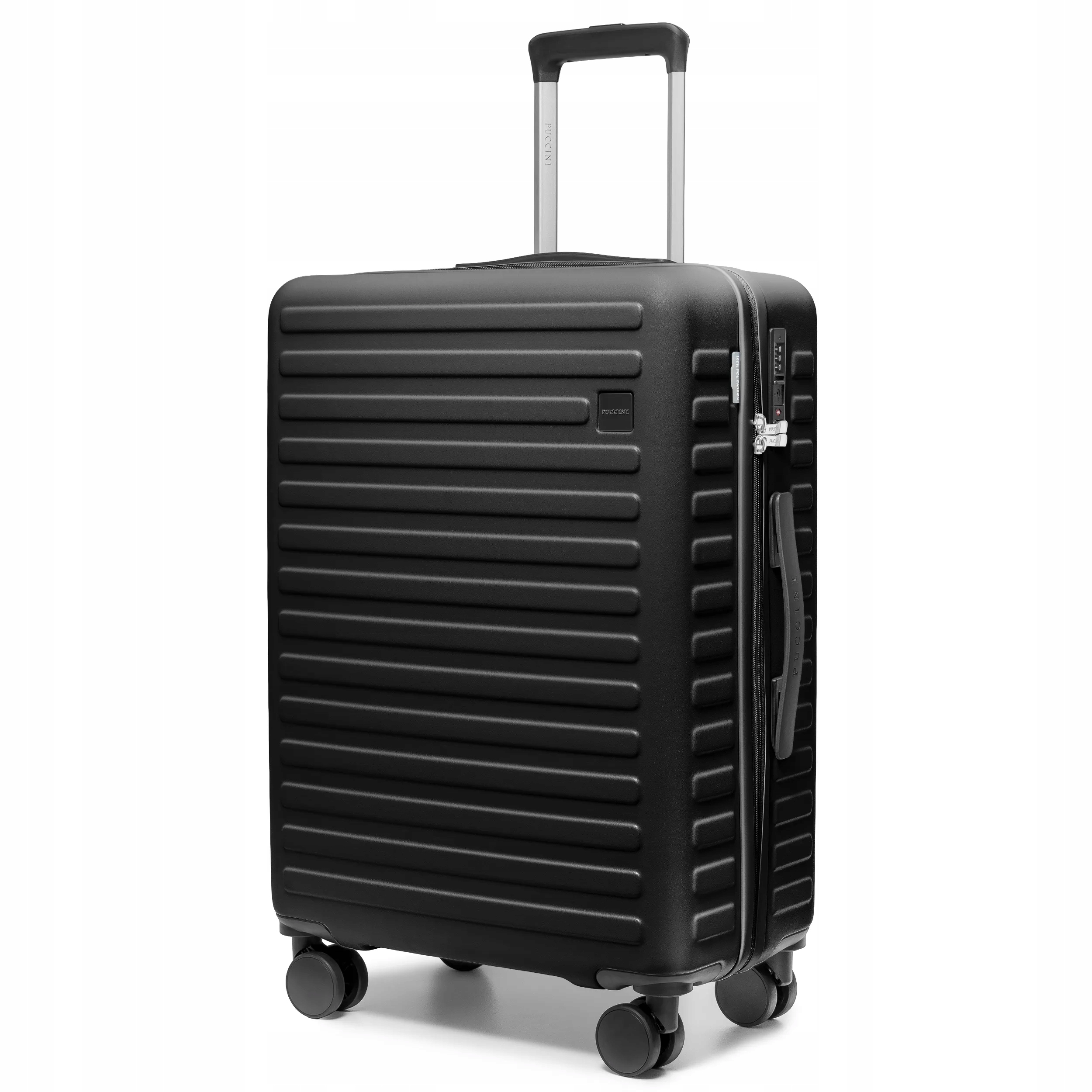 Puccini Walizka Średnia Podróżna Na Kółkach Poliwęglan Czarna PC035B-1