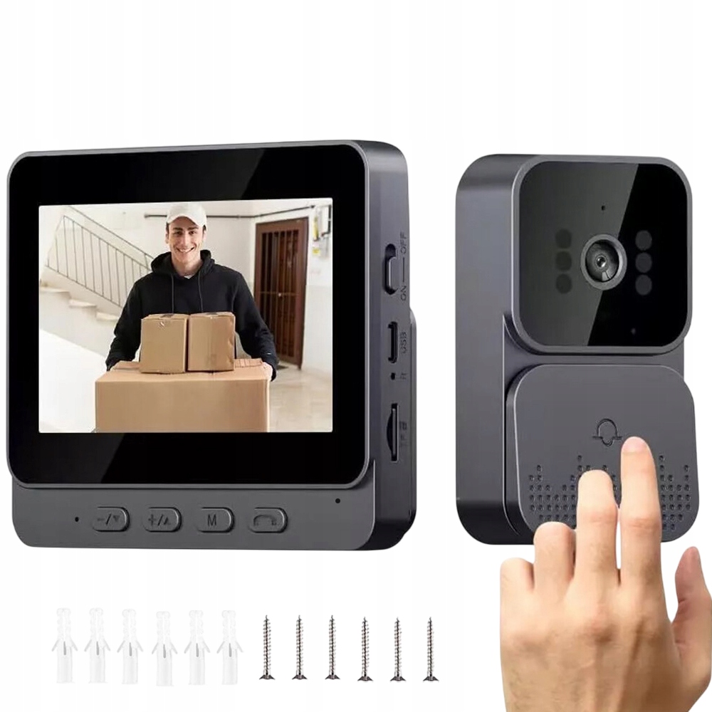 Videotelefon Interkom Video Zvonek 4,3PALCOVÝ Displej Ips Noční Vidění