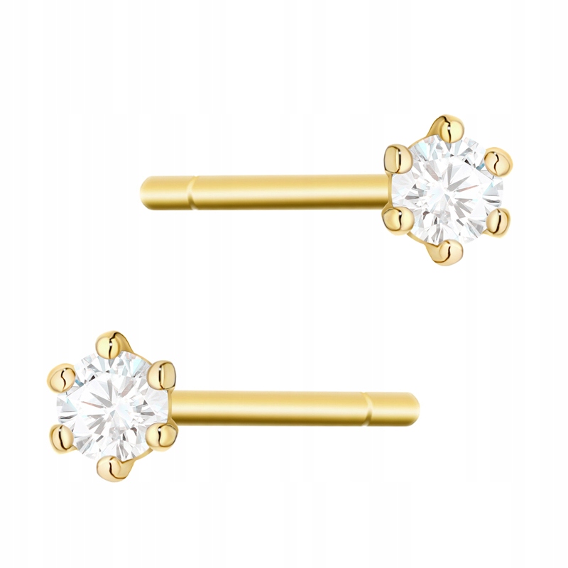 Klasické Zlaté Náušnice pr. 585 s brilianty 0,10 ct Štyft 14k