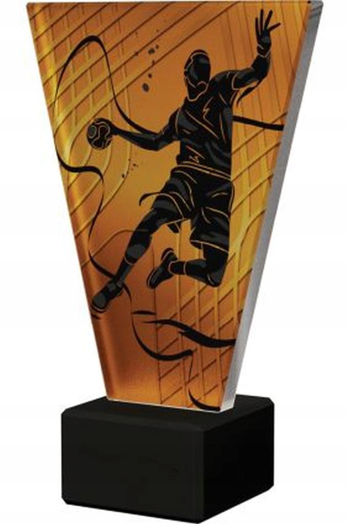 Trofeum szklane Piłka Ręczna VL1-B/HAN/BK 20,5 cm z opisem