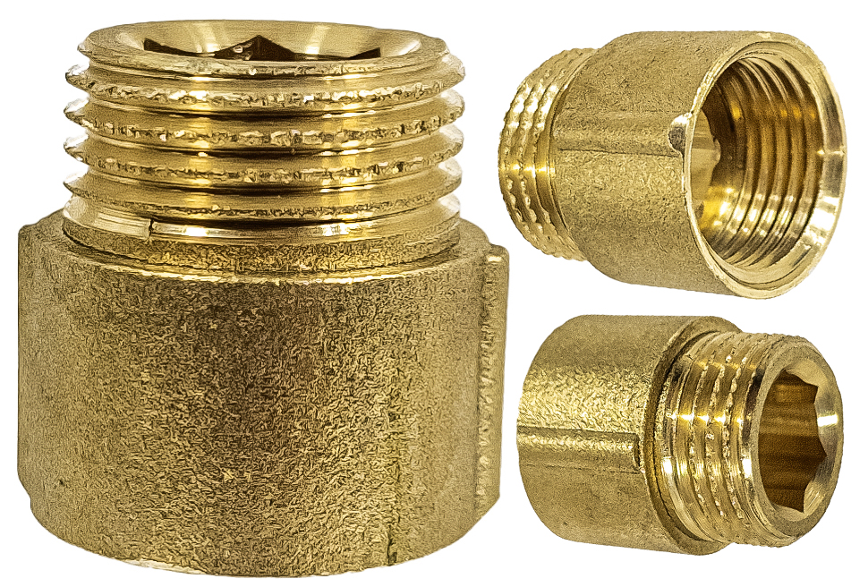 PRZEDŁUŻKA WYDŁUŻKA MOSIĘŻNA FI 1/2" CALA DŁUGOŚĆ15mm 1,5cm SOLIDNA MOCNA