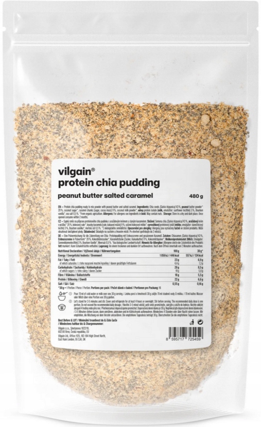 Chia Proteinový Pudink Ořechový a Slaný Karamel 480 g Vilgain