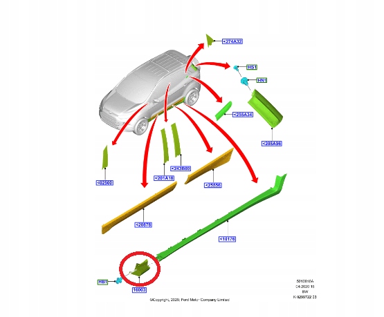 Pravý Roh Lišty Prahu Ecosport 13- 1818757 CN15-16164-BA5ZCT