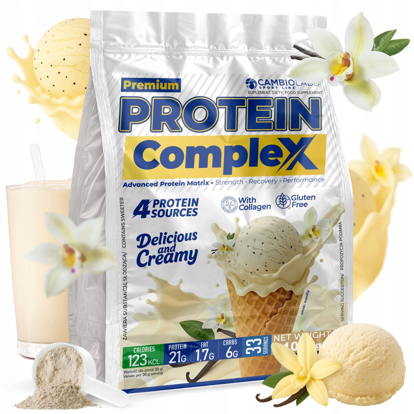 Vanilkový protein 1 kg – protein Wpc syrovátka kolagen bez lepku