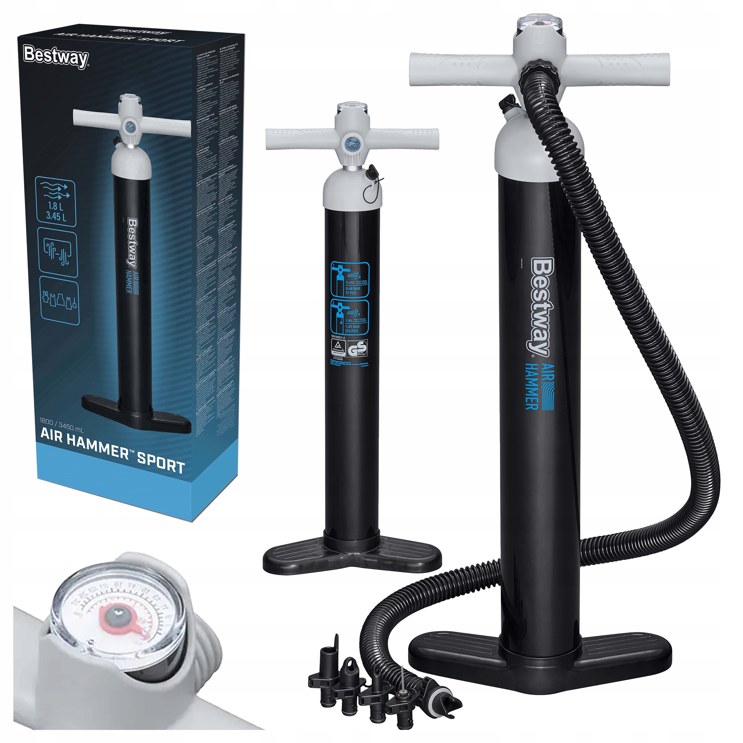 Vysokotlaká Pumpa Na Matraci Bestway 62227 Ruční Pumpa Manometr