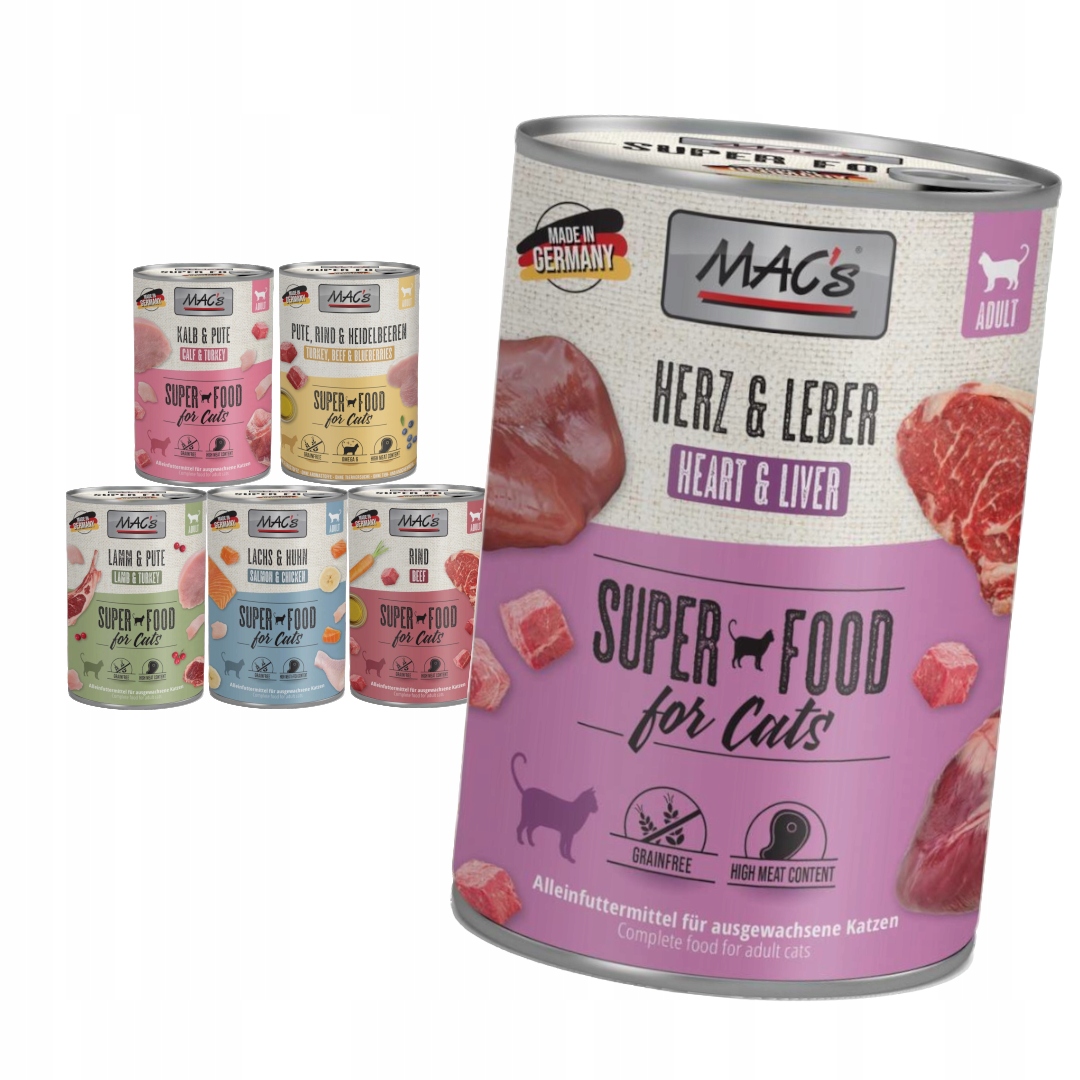Levně MAC's Cat Mokré Krmivo Pro Kočky Mix Chutí 6x400g telecí hovězí losos