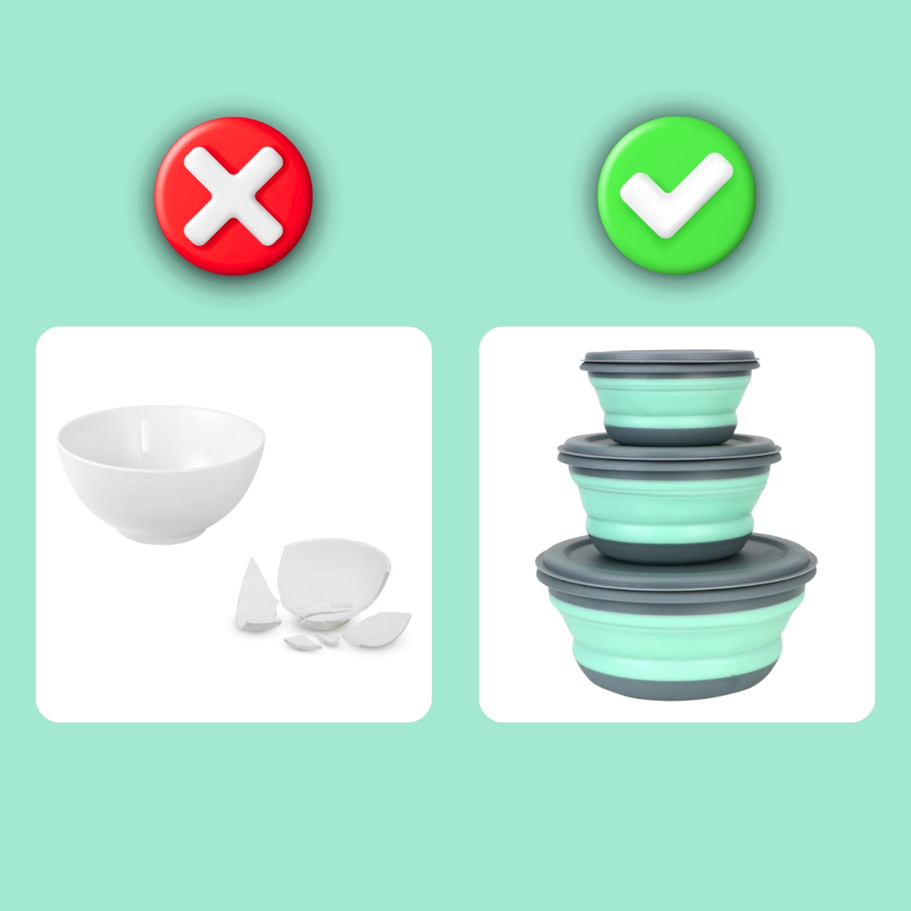 MISKI POJEMNIKI MISKA SKŁADANE SILIKONOWE TURYSTYCZNE ZESTAW POKRYWKI 3szt Średnica 27 cm