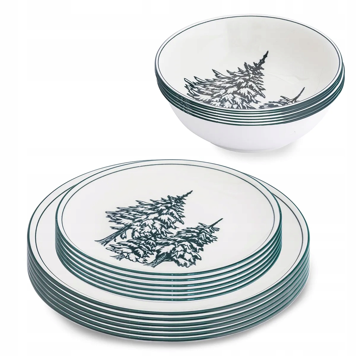 Vánoční jídelní servis pro 6 osob, talíře 18 ks Altom Design, smaragdový les